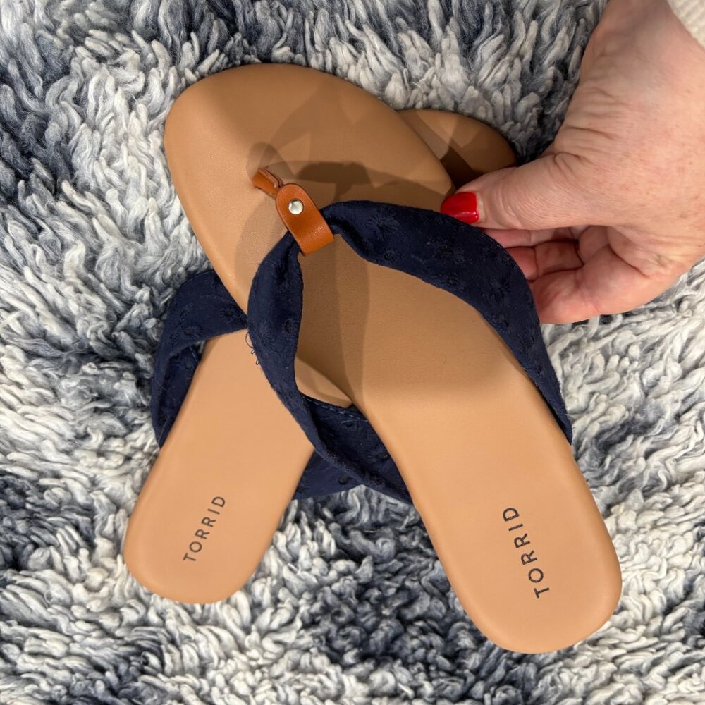 women's Navy Blue Eyelet lace Torrid Sandals - Picture 4 of 4
